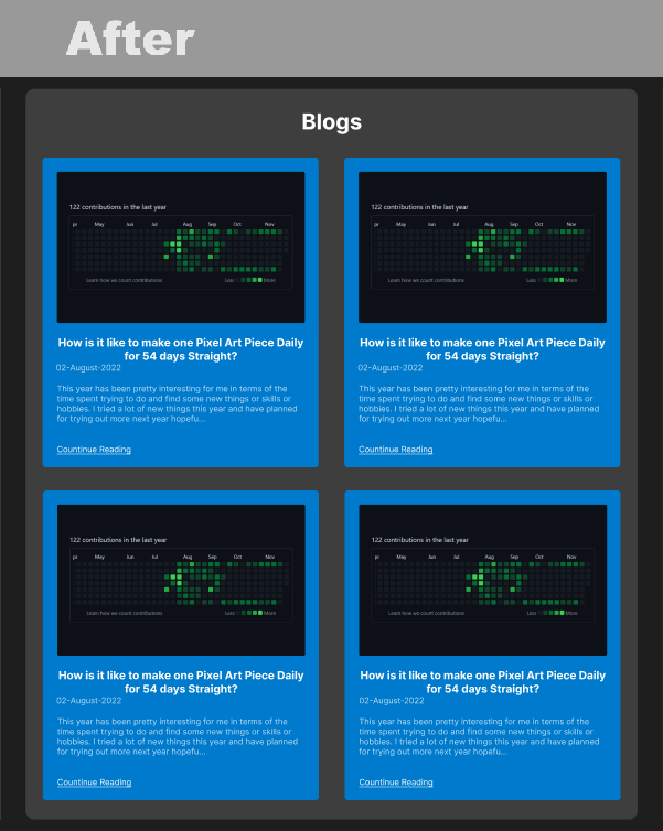 Blog Container after Improvements