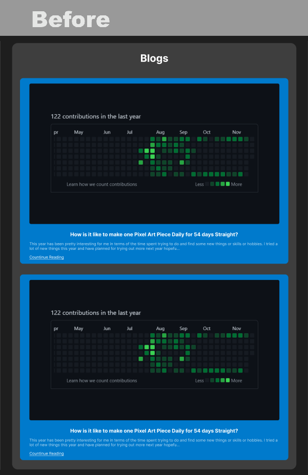 Blog Container Before Improvements